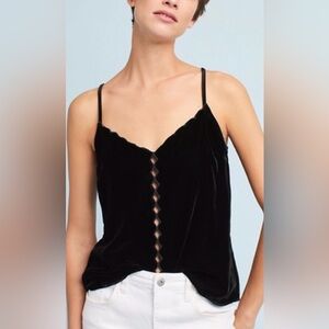 Anthropologie Maeve Women’s Velvet Cutout Tank Top Black Size X Large